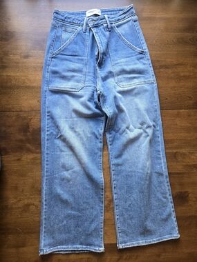 Just Black Denim Womens Size 29 Wide Leg Jeans High Rise Patch Pocket USA Made